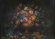 Johann Wilhelm Preyer Vase filled with flowers Sweden oil painting artist